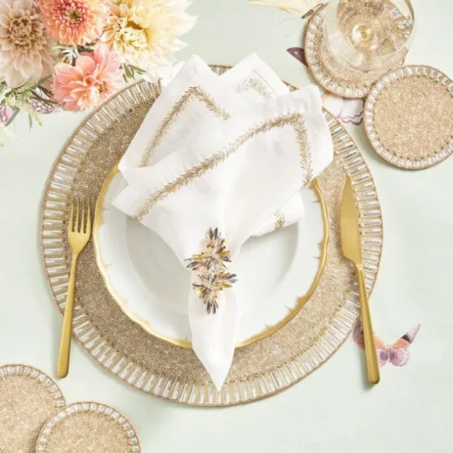 Butterflies Napkin Ring Champagne Set of 4