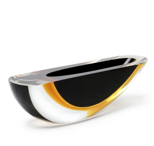 Canoe Vase Black Amber