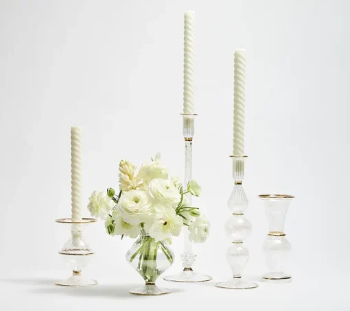 Clear Rib Gold Detail Trumpet Vase