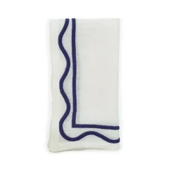 Colorblock Embroidered Napkin Dark Blue Set of 4
