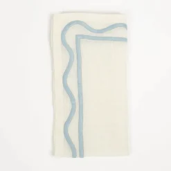 Colorblock Embroidered Napkin Blue Set of 4