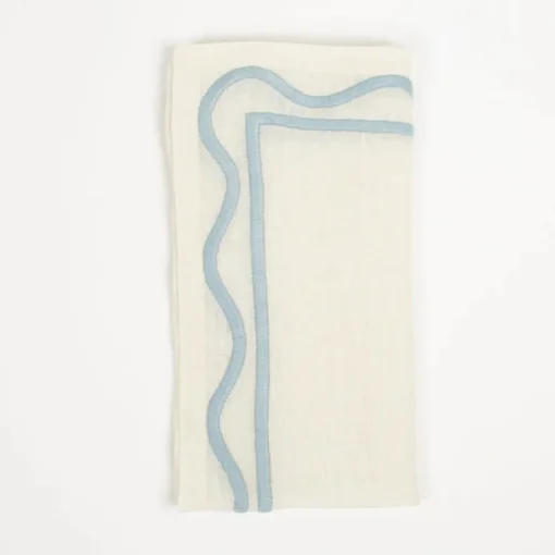Colorblock Embroidered Napkin Blue Set of 4