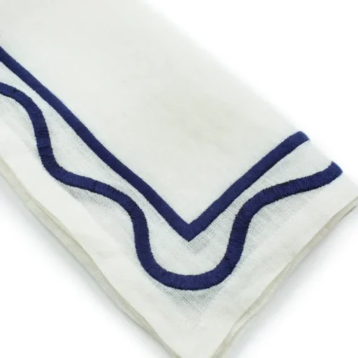 Colorblock Embroidered Napkin Dark Blue Set of 4