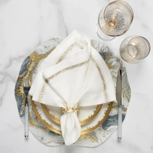 Cosmos Placemat Ivory & Gold Set of 4