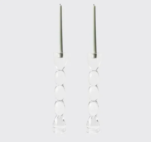 Crystal Oval Candlesticks Set of 2