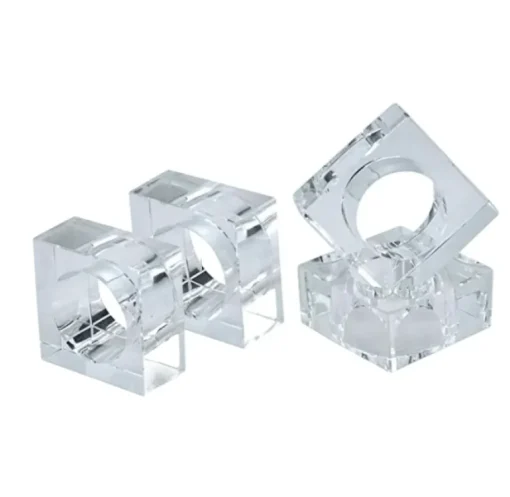 Crystal Square Napkin Ring Set of 4