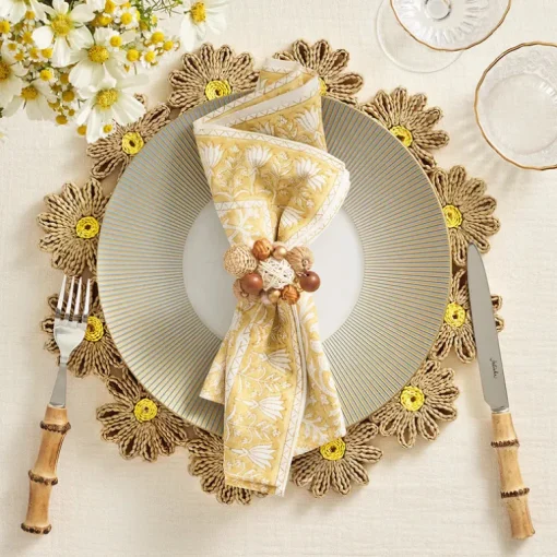 Daisy Placemat Natural & Yellow Set of 4