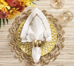 Desert Napkin Ring Gold & Silver Set of 4