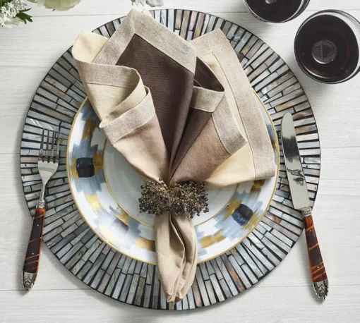 Dip Dye Napkin Taupe & Bark Set of 4
