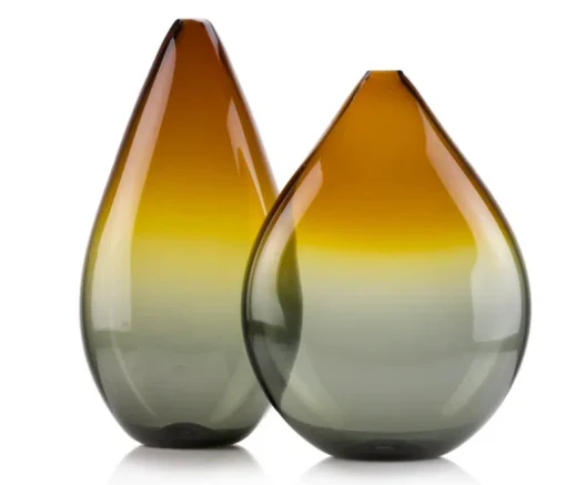 Double Ombre Teardop Amber & Smoke Vase