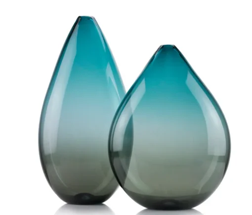 Double Ombre Teardop Turquoise & Smoke Vase