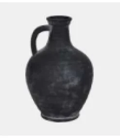 Faded Terracotta Handle Vase Black