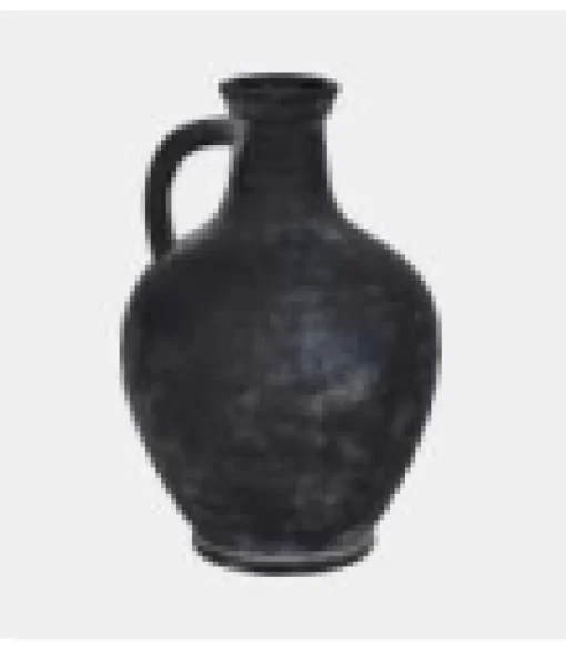 Faded Terracotta Handle Vase Black