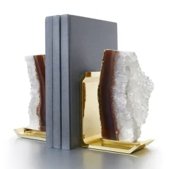 Fim Agate Druze & Gold Bookend Set