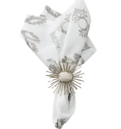 Flare Napkin Ring White & Slver Set of 4