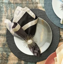 Flare Napkin Ring White & Slver Set of 4