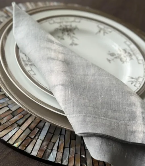 Hand Dyed Linen Napkin Set of 4 - Pebble