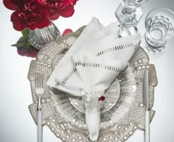 Harmonie Napkin in White, Gray & Silver, Set of 4