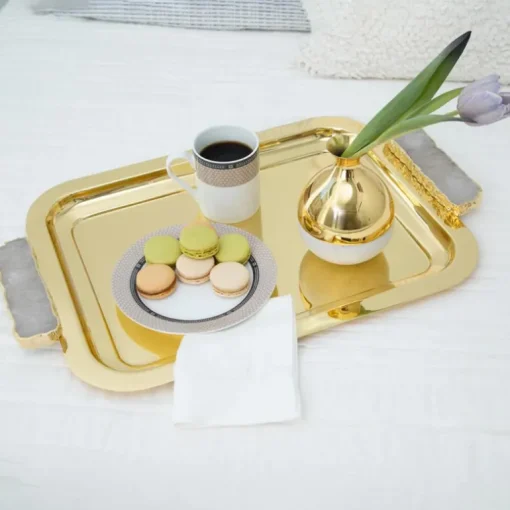 Hospitality Tray Crystal, Gold & Crystal