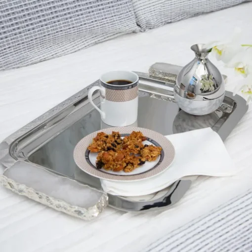 Hospitality Tray, Silver & Crystal