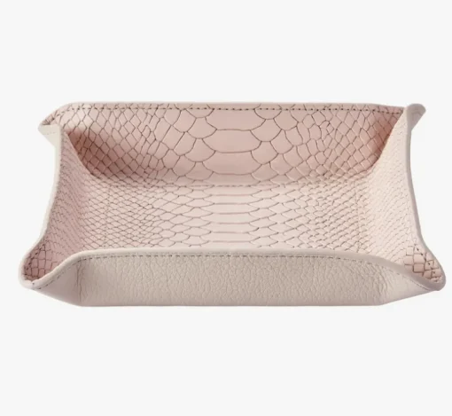 Leather Catchall Tray Embossed Python - Pink