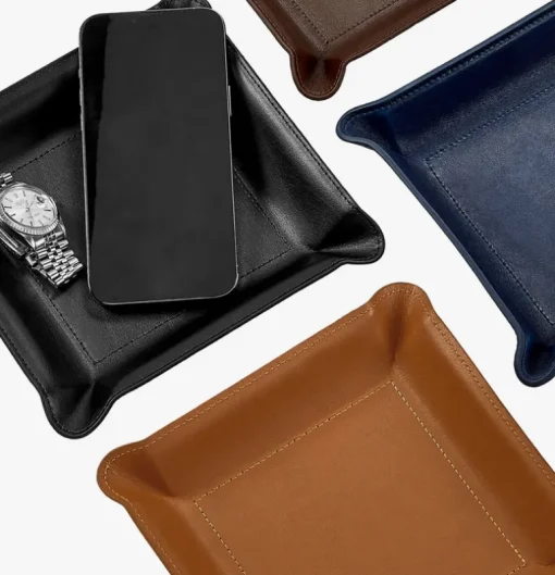 Leather Catchall Valet Tray Tan