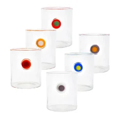 Medallion Multi Color Highball Glass Set of 6