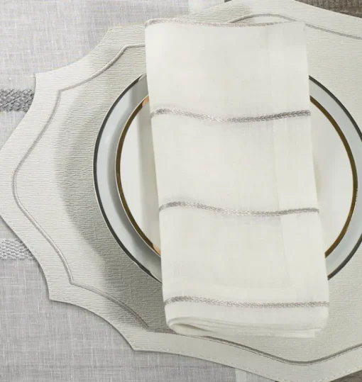 Metallic Thread Napkin Silver Set of 4