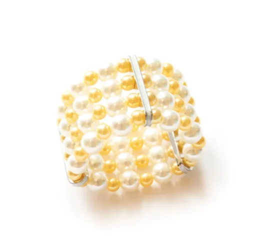 Pearl Cuff Napkin Ring Gold Set of 4