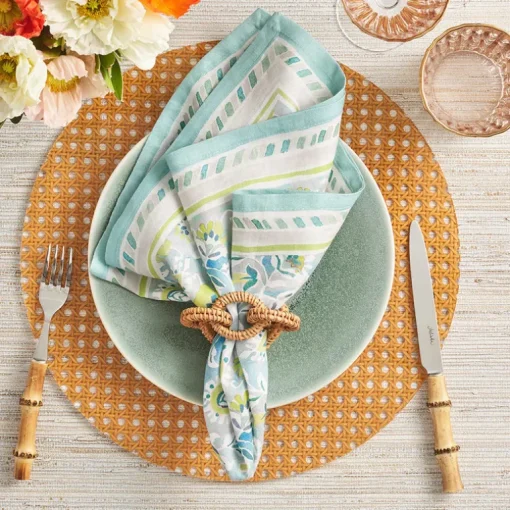 Rattan Link Napkin Ring Natural Set of 4