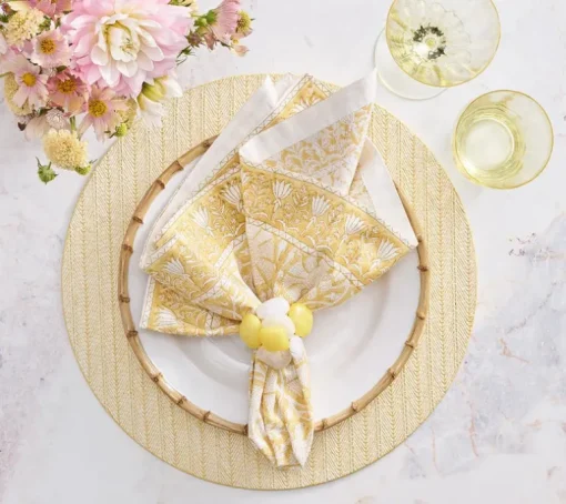 Sea Stone Napkin Ring Yellow Set of 4