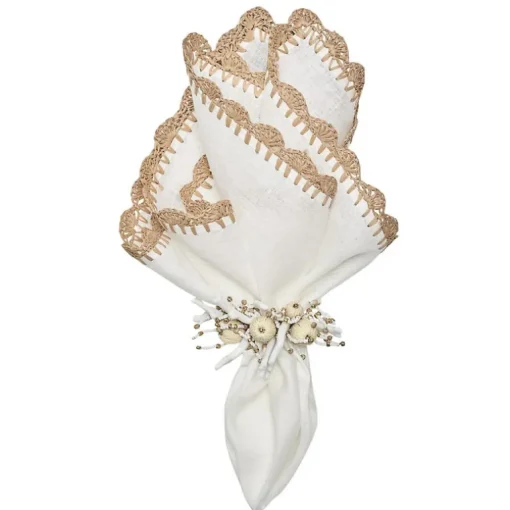 Shell Edge Napkin White & Natural Set of 4