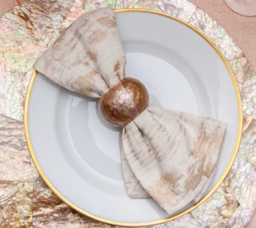 Shell Pearl Rose Napkin Ring Set of 4