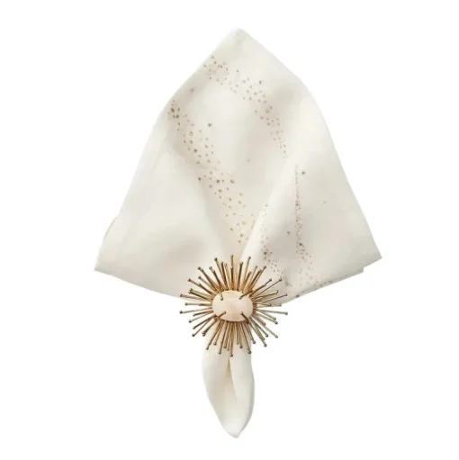 Star Spray Napkin White & Gold & Silver Set of 4