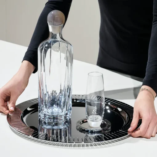 Striations Silver Round Serving Tray