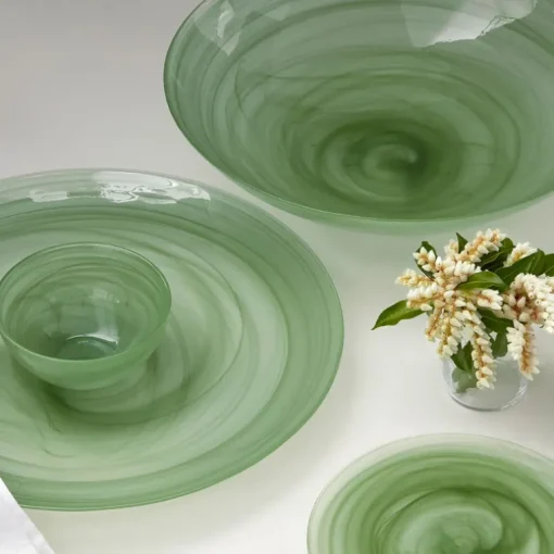 Swirl Alabaste Dinnerware Green Set of 4