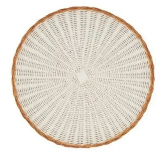 Two Tone White Rattan Round Placemat Set of 4