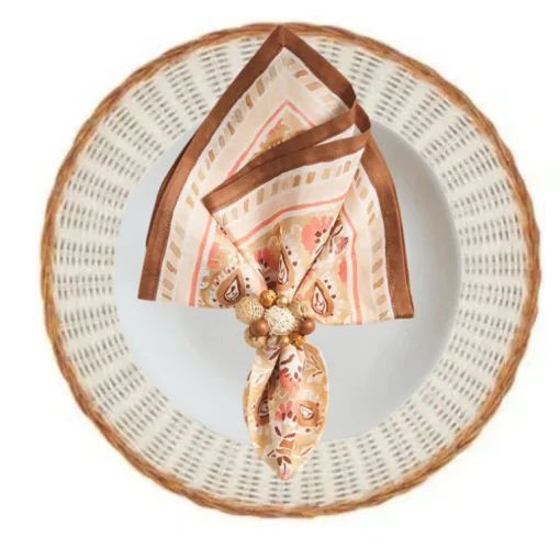 Two Tone White Rattan Round Placemat Set of 4