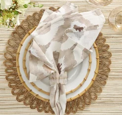 Watercolor Ikat Napkin Taupe Set of 4