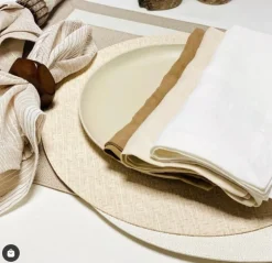 Wicker Round Placemat Cream Set of 4