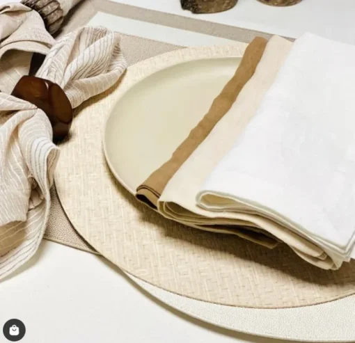 Wicker Round Placemat Cream Set of 4
