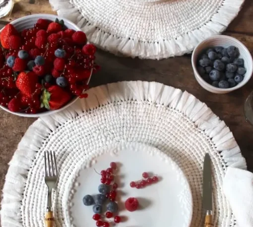 Woven Fringe Placemat Set of 4 - White